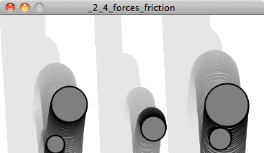 The circle eventually rolls to a stop with friction.